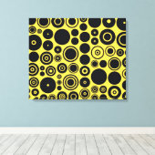 Geel, zwart, omtrekcirkels 2 omhuld Canvas Afdruk (Insitu (Houten vloer))