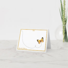 Geel zwart Oranje stip vlinder monogram gevouwen Bedankkaart