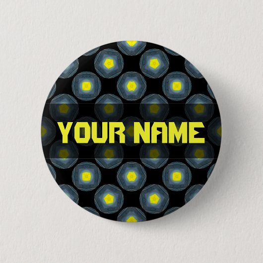 geel zwart patroon ronde button 5,7 cm (Voorkant)