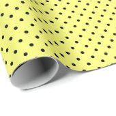 Geel | Zwart polka dot inpakpapier (Rol Hoek)