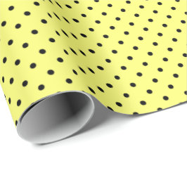 Geel | Zwart polka dot inpakpapier