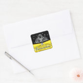 Geel Zwart Prinses Tiara Quinceanera Bling Vierkante Sticker (Envelop)