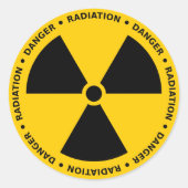 Geel & Zwart Radiation Warning Sticker (Voorkant)