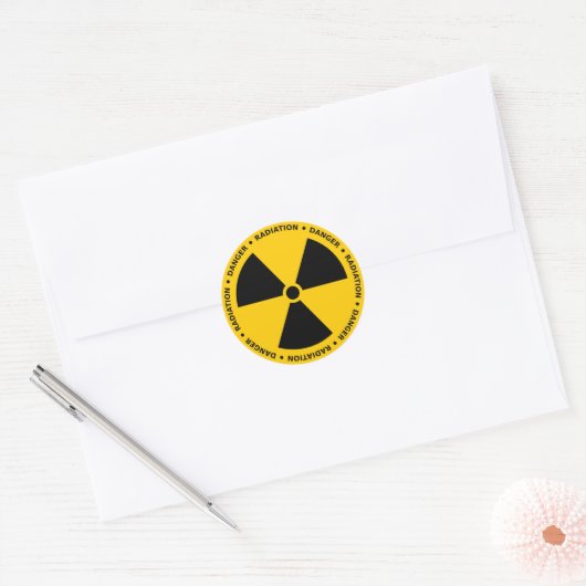 Geel & Zwart Radiation Warning Sticker (Envelop)