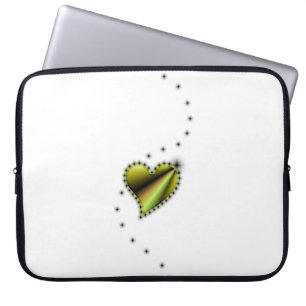 Geel zwart regenbooghart met sterren laptop sleeve