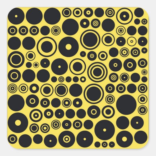 Geel, zwart Retro Circles Stickers (Voorkant)