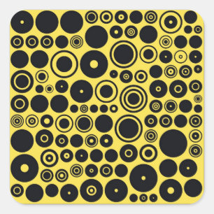 Geel, zwart Retro Circles Stickers