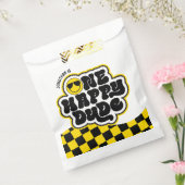 Geel zwart retro een gelukkige kerel 1e verjaardag bedankzakje (Gezegeld)