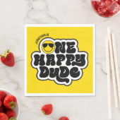 Geel zwart retro een gelukkige kerel 1e verjaardag servet (Insitu)