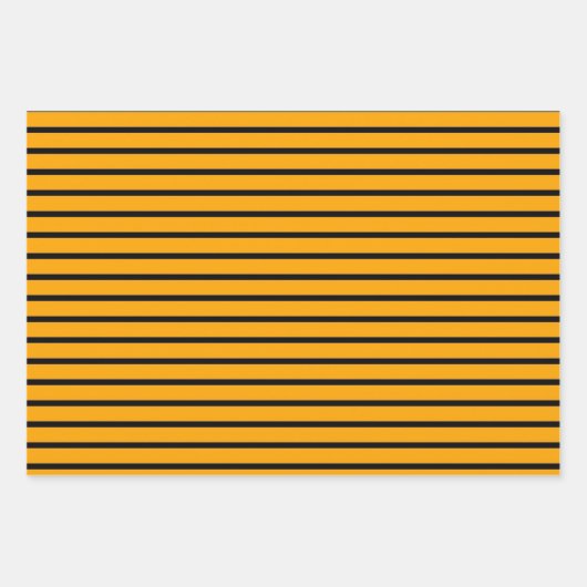 Geel zwart retro streep patroon inpakpapier vel (Voorkant 3)