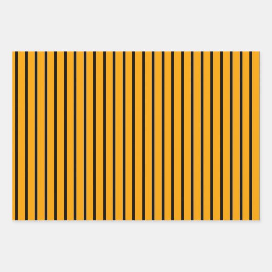Geel zwart retro streep patroon inpakpapier vel (Voorkant)