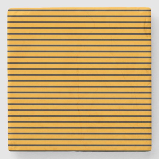 Geel zwart retro streep patroon stenen onderzetter (Voorkant)