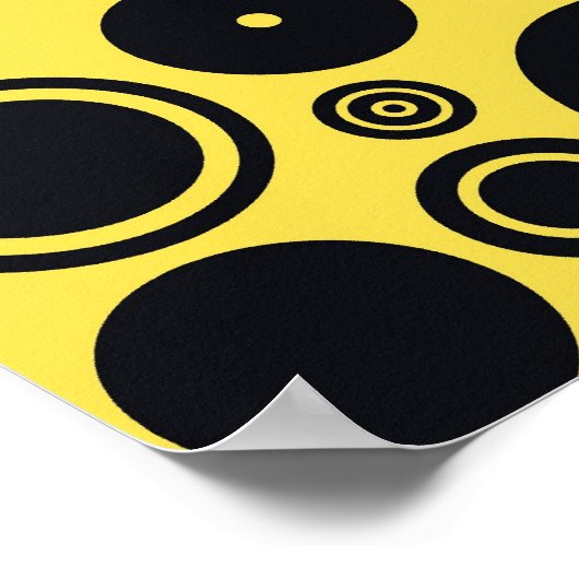 Geel, zwart Retrocirkels 2 Poster (Hoek)