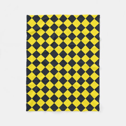 Geel Zwart Ruitpatroon Fleece Deken (Voorkant)