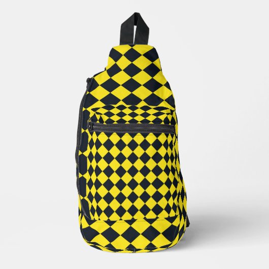Geel Zwart Ruitpatroon Sling Bag (Voorkant)