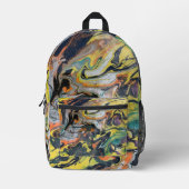 Geel Zwart Sinaasappel Limoen Zilver Abstract Rugz Bedrukte Rugzak (Voorkant)