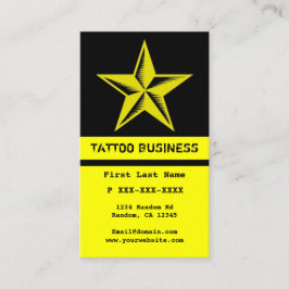 Geel zwart ster tattoo visitekaartjes