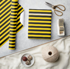 Geel/Zwart Streepjes Verpakkingsdocument Cadeaupapier