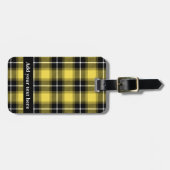 Geel Zwart Tartan Plaid Gepersonaliseerd Bagagelabel (Voorkant horizontaal)