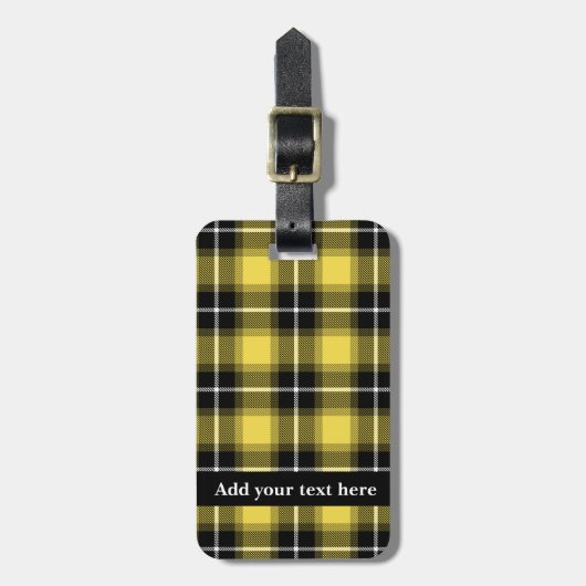 Geel Zwart Tartan Plaid Gepersonaliseerd Bagagelabel (Voorkant verticaal)