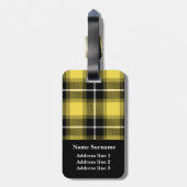 Geel Zwart Tartan Plaid Gepersonaliseerd Bagagelabel (Achterkant verticaal)