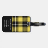 Geel Zwart Tartan Plaid Gepersonaliseerd Bagagelabel (Achterkant horizontaal)
