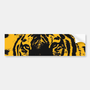 Geel Zwart Tiger Eyes Pop Art Bumpersticker