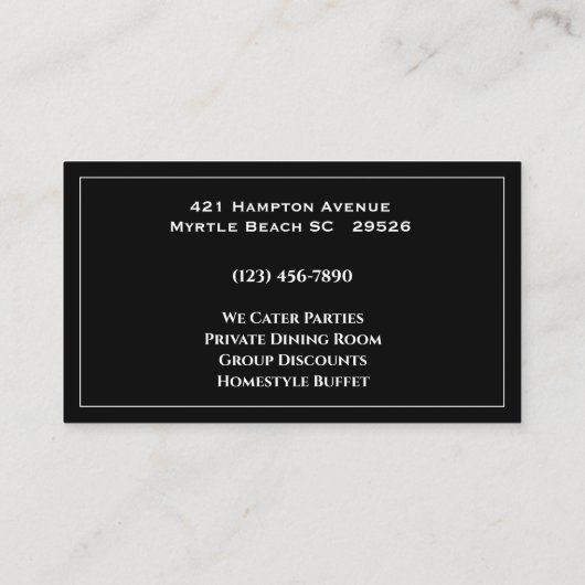 Geel zwart varken Barbecue Pork Visitekaartje (Achterkant)