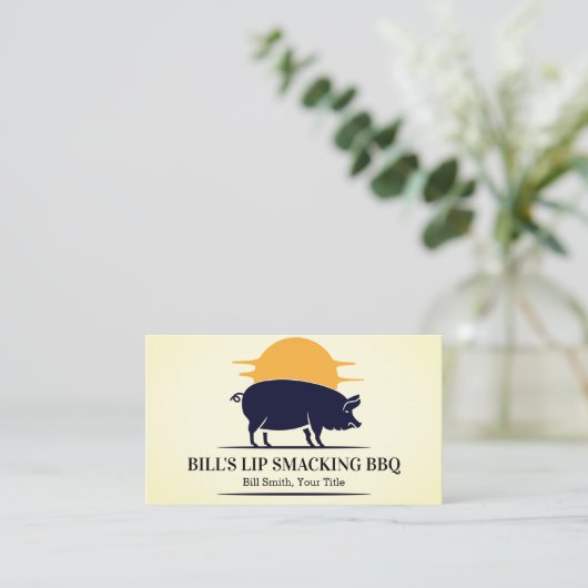 Geel zwart varken Barbecue Pork Visitekaartje (Staand voorkant)