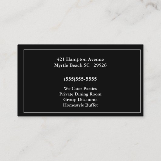 Geel zwart varken Barbecue Pork Visitekaartje (Achterkant)