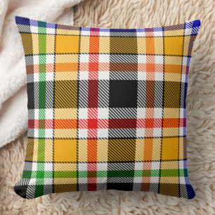 Geel Zwart Veelkleurig Flanel Plaid Tartan Kussen