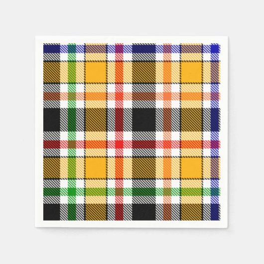 Geel Zwart Veelkleurig Flanel Plaid Tartan Servet (Voorkant)