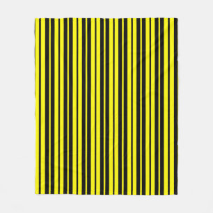 Geel zwart verticaal strepenpatroon fleece deken