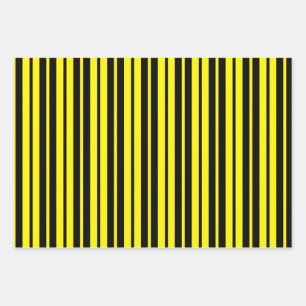 Geel zwart verticaal strepenpatroon inpakpapier vel