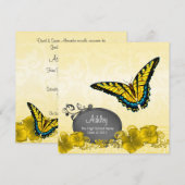 Geel & Zwart Vlinder Afstudeeraankondigingen Kaart (Voorkant / Achterkant)