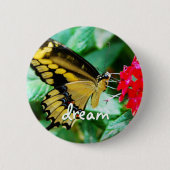 Geel zwart vlinder foto droom script modern ronde button 5,7 cm (Voorkant)