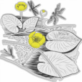 Geel zwart, waterlelies sticker (Voorkant)