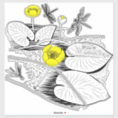 Geel zwart, waterlelies sticker (Vel)