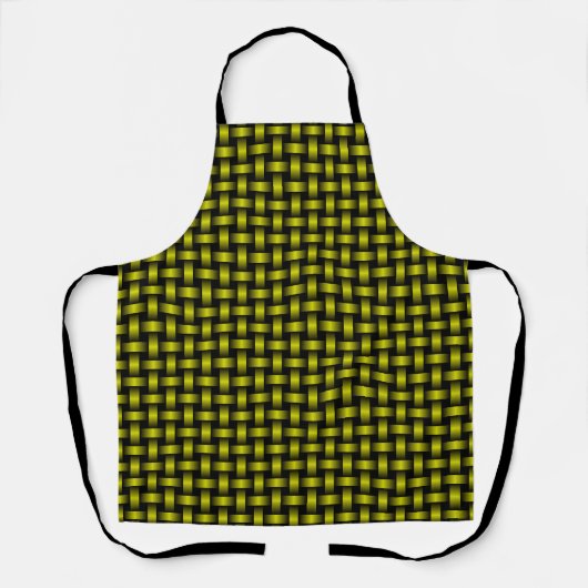 Geel Zwart Weave Pattern All-Over Print Schort (Voorkant)