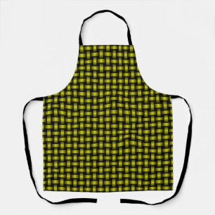 Geel zwart weefpatroon all-over print schort