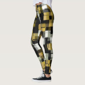 Geel zwart wit Abstract patroon Leggings (Links)