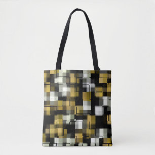 Geel zwart wit Abstract patroon Tote Bag