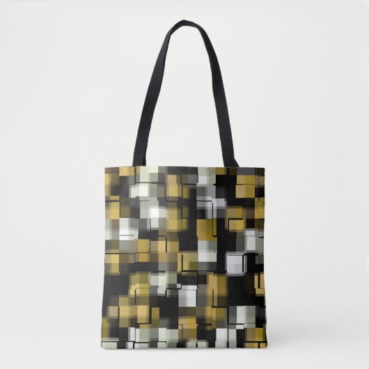 Geel zwart wit Abstract patroon Tote Bag (Voorkant)