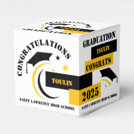 Geel Zwart Wit Afstuderen 2025 Custom Party Bedankdoosjes