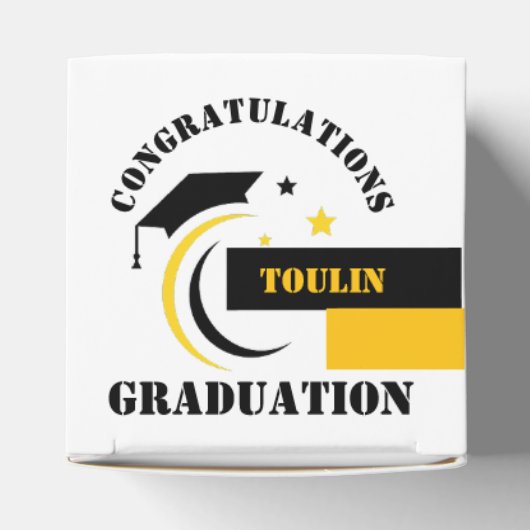 Geel Zwart Wit Afstuderen 2025 Custom Party Bedankdoosjes (Bovenkant)