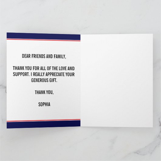 Geel Zwart Wit Afstuderen Classic Bedankkaart (Binnen)