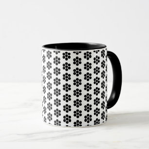 Geel Zwart Wit Bloemen Polka Dots Eenvoudig Mok