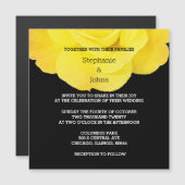 Geel Zwart Wit Bloemen Roos Eenvoudige Huwelijk Magnetische Uitnodiging (Voorkant / Achterkant)