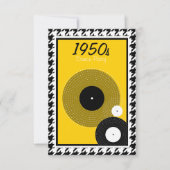 Geel, zwart, wit en ingecheckt 1950-thema RSVP kaartje (Voorkant)