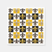 Geel Zwart Wit Geruit Fleur-de-lis Design Servet (Voorkant)